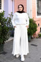 Women's Cupra Modal Elastic Waist Adjustable Lace-Up Trousers-Skirt 1219 Ecru - Premium Series - 5