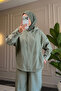 6677 - Stylish Comfortable Modal Soft Knitted Fabric Loose Hooded Detailed Women's Set - 6