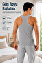 Men's Athlete Ribbed Undershirt (Tutku Authorized Seller) 1 Piece Cotton Flexible Comfortable – Gray - 5