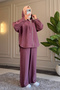 6677 - Stylish Comfortable Modal Soft Knitted Fabric Loose Hooded Detailed Women's Set - 2