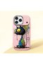 iPhone 17 Pro Compatible Graffiti Style Black Cat Phone Case, Shockproof Silicone Case
