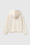 Girl's Ecru Hooded Zippered Sweatshirt with Embroidered Ribbed Pockets on the Front - 2