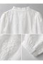 Léonie Floral Appliqué Ruffled V-Neck Shirt Women's Snow White - 7