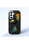 Samsung Galaxy S24 Fe Compatible Graffiti Style Black Cat Phone Case, Shockproof Silicone Case