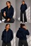 Women's Oversize Zippered Hooded Three-Thread Sweatshirt Cardigan My3535 - 5