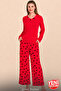 Women's Red Heart Viscose Pajamas Set Long Sleeve Wide Leg 11691 - 3