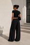 New Season Pleated Detailed Lace-Up Women's Linen Trousers 52101024 - 2