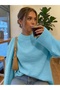 Women's Crew Neck Blue Oversize Knitwear Sweater Tuma1972 - 2