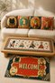 Fair-Themed Home Decor 6-Piece Deer Velvet Set – 4 Throw Pillows, Runner, and Non-Slip Mat