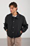 Men's Quilted Buttoned Shirt Collar Thick Coat - 2