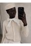 Women's Lace Bow Detailed Pearl Buttoned Ruffle Trim Knitwear Cardigan 26116