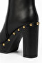 Claudia Black Women's Casual Studded Detailed Stylish Flat Round Toe High Padded Sole Boots Bootie - 2