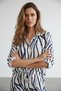 Linen Look Wide Leg Trousers Shirt Beige Navy Blue 2-Piece Set - 4