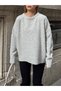 Oversize Crew Neck Soft Textured Knit Sweater Gray - 3