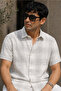 Men's Regular Fit Checked Short-Sleeve Shirt - White - 4
