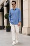 Men's Slim Fit Solid Long-Sleeve Shirt - Blue