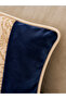 Gold Navy Blue Throw Pillow Cover with Piping Detail - 3