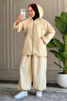 6649 - Stylish, Comfortable, Loose-Fitting Peach Soft Fabric Women's Set with Elastic Detail on the Legs - 2