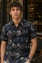 Men's Slim Fit Short-Sleeve Shirt - Brown - 2