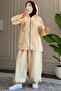 6649 - Stylish, Comfortable, Loose-Fitting Peach Soft Fabric Women's Set with Elastic Detail on the Legs - 3