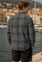 Men's Relaxed Fit Checked Poly-Cotton Long-Sleeve Shirt - Cream - 3