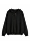 Women's Hooded Zippered Double Face Interlock Oversize Cardigan 2820