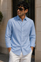 Men's Slim Fit Solid Long-Sleeve Shirt - Blue - 2