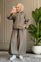 6649 - Stylish, Comfortable, Loose-Fitting Peach Soft Fabric Women's Set with Elastic Detail on the Legs