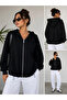 Women's Hooded Zippered Double Face Interlock Oversize Cardigan 2820 - 4