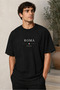 Unisex Black Oversize T-Shirt Short Sleeve Summer Combed Cotton Summer T-Shirt Minimal Rome Italy Printed Black Oversize T-Shirt