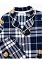 Suitable for Father and Son Suede Fabric Navy Blue Plaid Teddy Bear Pattern Shirt Collar Winter Pajama Set - 5