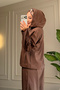 6649 - Stylish, Comfortable, Loose-Fitting Peach Soft Fabric Women's Set with Elastic Detail on the Legs - 5
