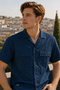 Men's Slim Fit Solid Short-Sleeve Shirt - Teal - 4