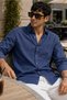 Men's Regular Fit Striped Long-Sleeve Shirt - Navy - 4