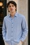 Men's Slim Fit Solid Long-Sleeve Shirt - Blue - 2