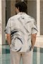 Men's Regular Fit Printed Short-Sleeve Shirt - Off White - 3