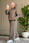 6649 - Stylish, Comfortable, Loose-Fitting Peach Soft Fabric Women's Set with Elastic Detail on the Legs - 2
