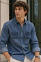 Men's Slim Fit Solid Long-Sleeve Shirt - Blue - 4