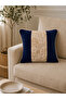 Gold Navy Blue Throw Pillow Cover with Piping Detail - 2