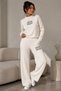 Women's Black Ribbed Knitwear Set High-Neck Sweater and Wide-Leg Pants Stylish Casual Combination - 3