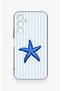 Samsung A54 Compatible Blue Starfish Patterned Silicone Case - 3
