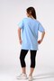 Maternity Zippered Breastfeeding Detailed Short Sleeve Combed Cotton Crew Neck Oversize T-Shirt Baby Blue - 8