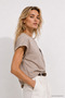 Women's Mink Viscose Palm Stone Detailed Short Sleeve Blouse - 4
