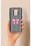 Redmi Note 9 Compatible Pink and White Ribbon Patterned Silicone Case