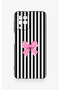 Samsung A22 Compatible Pink and White Ribbon Patterned Silicone Case - 2