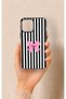 iPhone 12 Pro Max Compatible Pink and White Ribbon Pattern Silicone Case