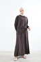 Collared Zipper Detail Skirt Suit - Brown - 4