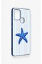 Samsung A21S Compatible Blue Starfish Patterned Silicone Case - 3