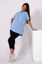 Maternity Zippered Breastfeeding Detailed Short Sleeve Combed Cotton Crew Neck Oversize T-Shirt Baby Blue - 6