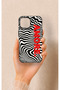 iPhone 15 Compatible Zebra Amore Patterned Silicone Case